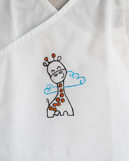 Keebee Giraffe Jhabla-Embroidered-Organic Cotton-For Infants