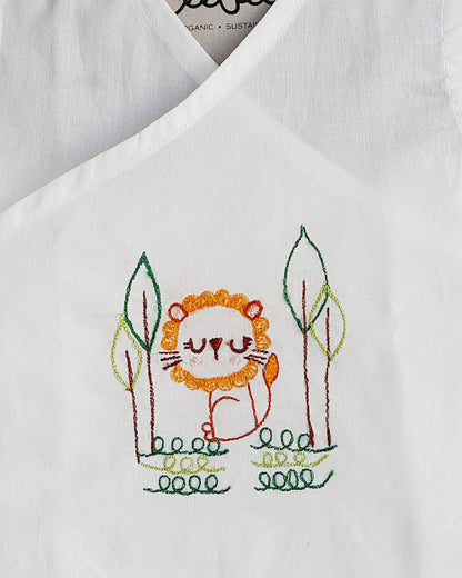 Keebee Lion Jhabla-Embroidered-Organic Cotton-For Infants