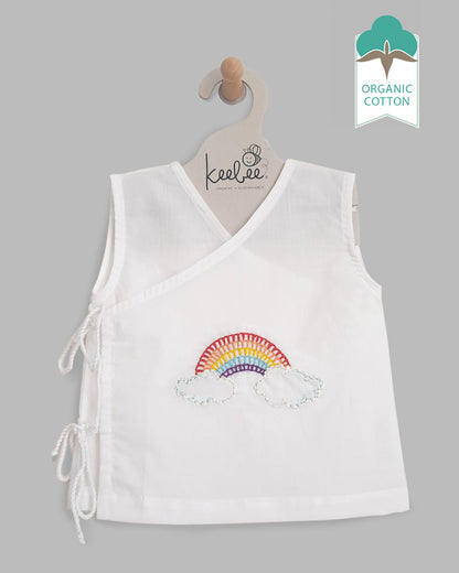 Keebee Rainbow Jhabla-Embroidered-Organic Cotton-For Infants