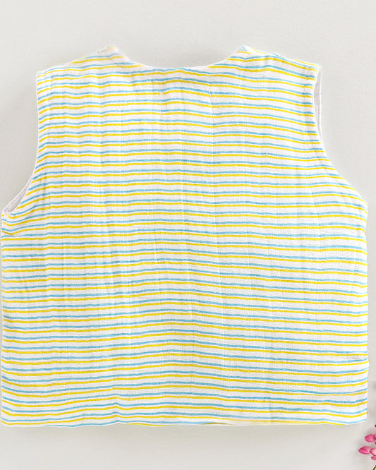 Keebee White Jhabla-Stripes-Organic Cotton-For Infants