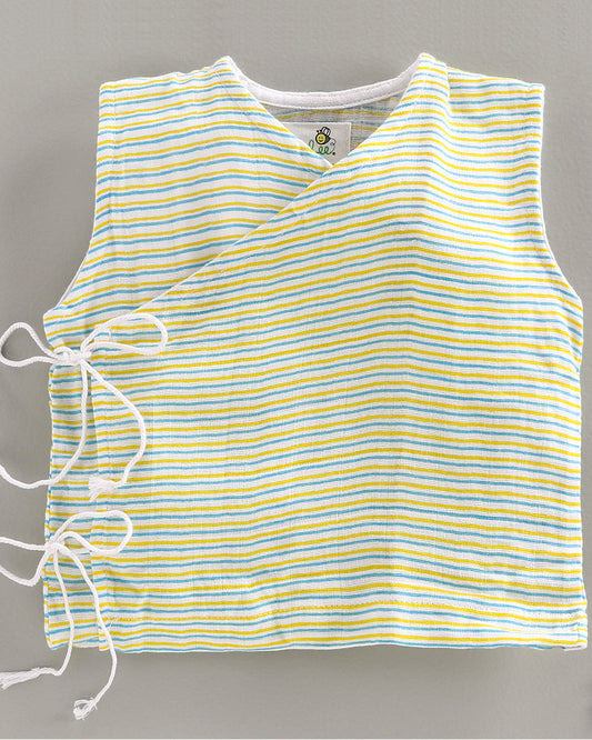 Keebee White Jhabla-Stripes-Organic Cotton-For Infants