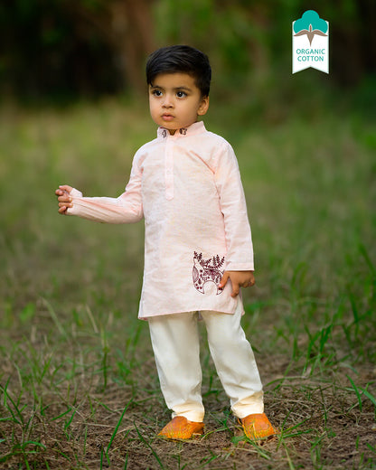 Keebee Pink Kurta Pajama Set-Embroidered-Cotton-For Infants