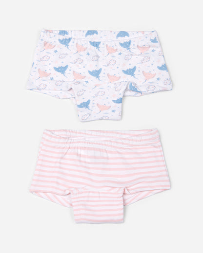 Keebee White & Pink Boyshorts-Enchanted Ocean-Organic Cotton-Pack of 2-For Infants