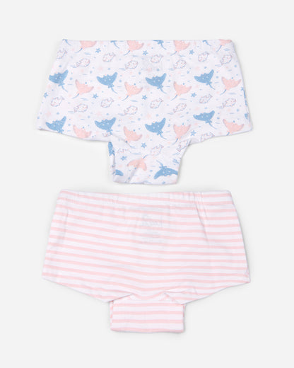 Keebee White & Pink Boyshorts-Enchanted Ocean-Organic Cotton-Pack of 2-For Infants