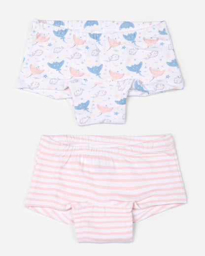 Keebee White & Pink Boyshorts-Enchanted Ocean-Organic Cotton-Pack of 2-For Infants