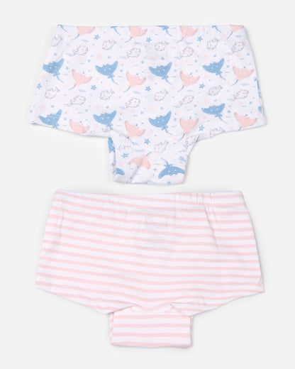 Keebee White & Pink Boyshorts-Enchanted Ocean-Organic Cotton-Pack of 2-For Infants