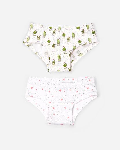 Keebee White Panties-Cactus Love-Organic Cotton-Pack of 2-For Infants