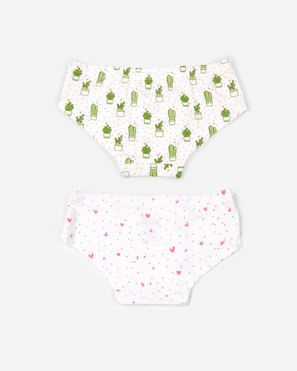 Keebee White Panties-Cactus Love-Organic Cotton-Pack of 2-For Infants