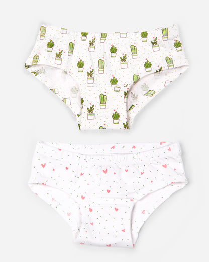 Keebee White Panties-Cactus Love-Organic Cotton-Pack of 2-For Infants