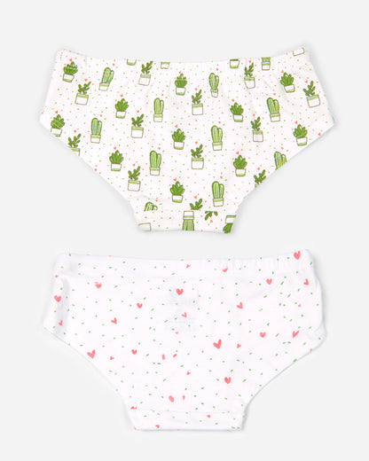 Keebee White Panties-Cactus Love-Organic Cotton-Pack of 2-For Infants