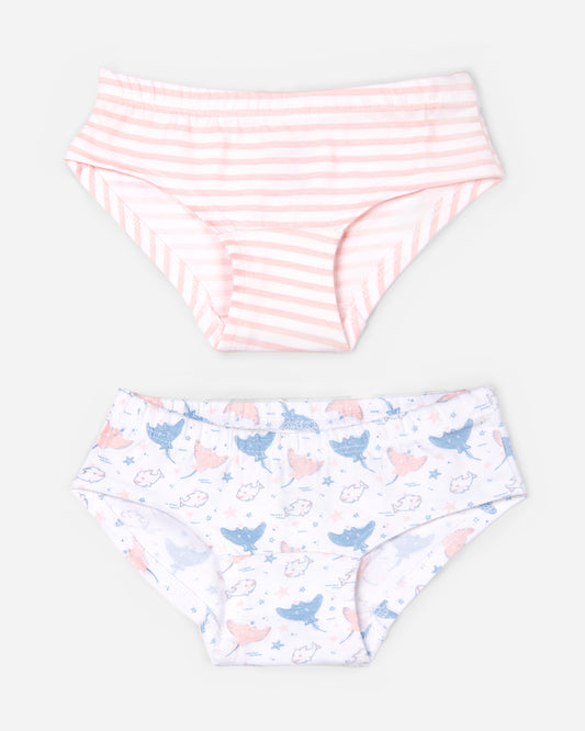 Keebee Pink & White Panties-Enchanted Ocean-Organic Cotton-Pack of 2-For Infants