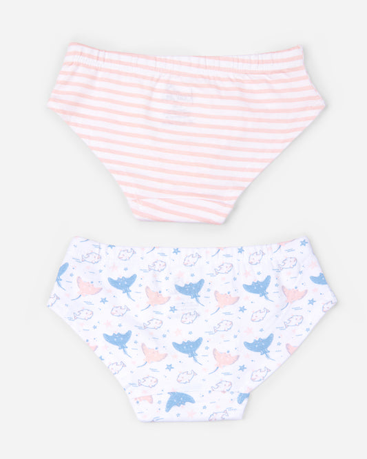 Keebee Pink & White Panties-Enchanted Ocean-Organic Cotton-Pack of 2-For Infants