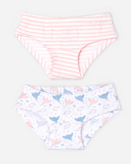 Keebee Pink & White Panties-Enchanted Ocean-Organic Cotton-Pack of 2-For Infants