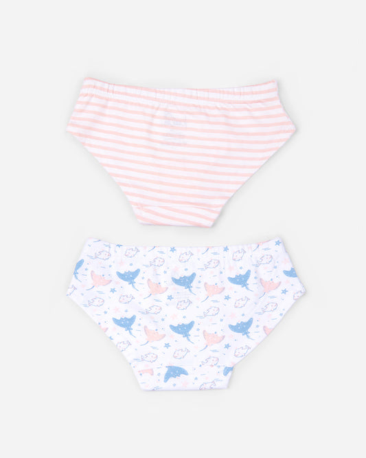 Keebee Pink & White Panties-Enchanted Ocean-Organic Cotton-Pack of 2-For Infants