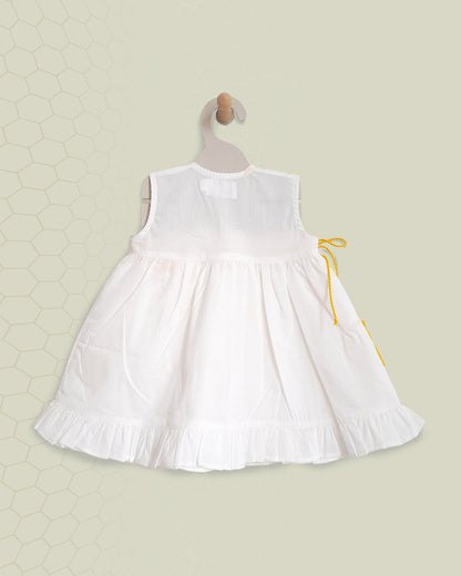 Keebee Yellow Frock-Honeycomb-Flared-Organic Cotton-For Infants