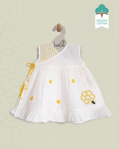 Keebee Yellow Frock-Honeycomb-Flared-Organic Cotton-For Infants