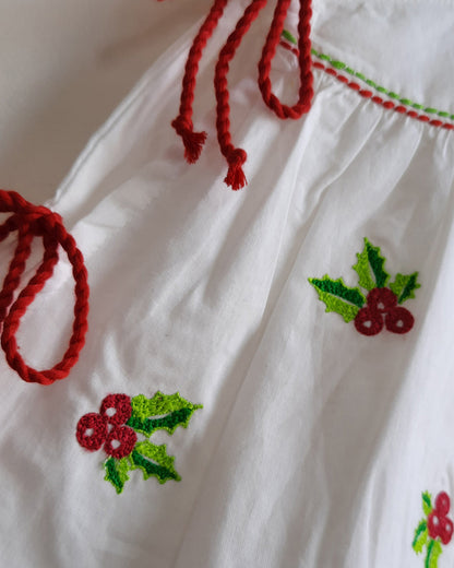 Keebee Red & Green Frock-Holly-Flared-Organic Cotton-For Infants