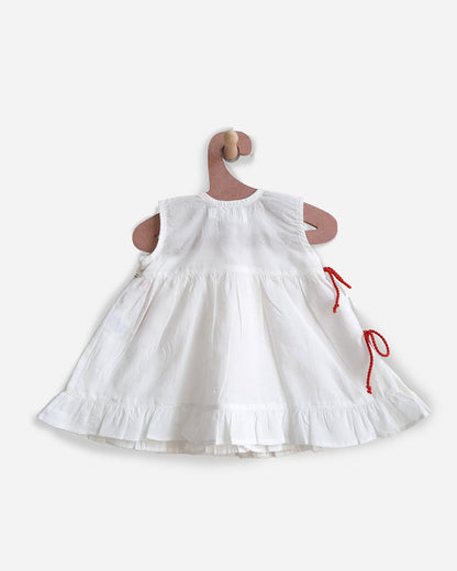 Keebee Red & Green Frock-Holly-Flared-Organic Cotton-For Infants