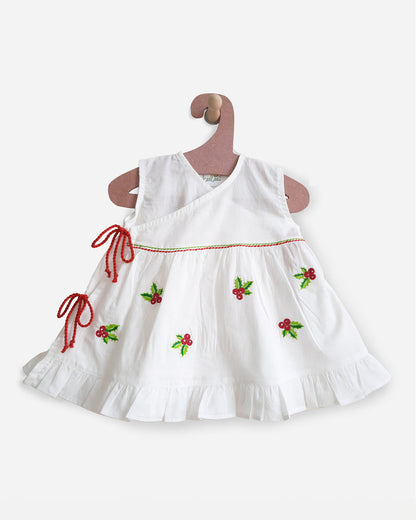 Keebee Red & Green Frock-Holly-Flared-Organic Cotton-For Infants