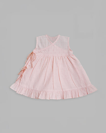 Keebee Peach Frock Dress-Solid-Flared-Organic Cotton-For Infants