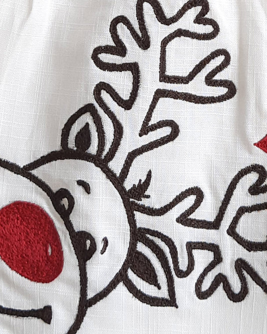 Keebee Red & Black Frock Dress-Reindeer-Flared-Organic Cotton-For Infants