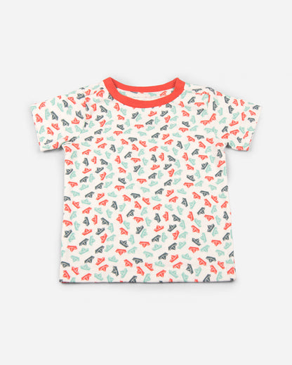 Keebee Red Nightsuit-Printed-Organic Cotton-For Infants