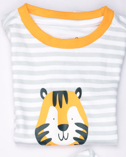 Keebee Orange Nightsuit-Animal Printed-Organic Cotton-Pack of 2-For Infants