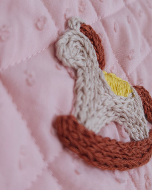Keebee Pink Quilted Vest-Embroidered-Organic Cotton- For Infants