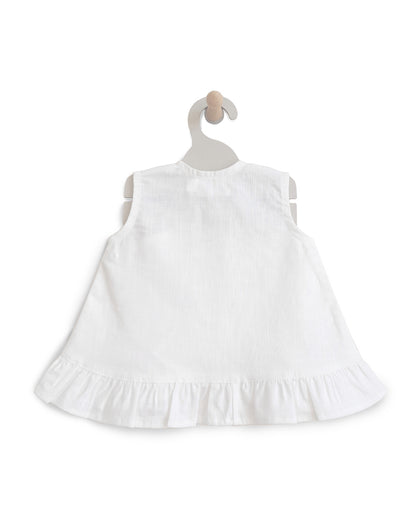 Keebee White Frock Dress-Kite Embroidered-Flared-Organic Cotton-For Infants