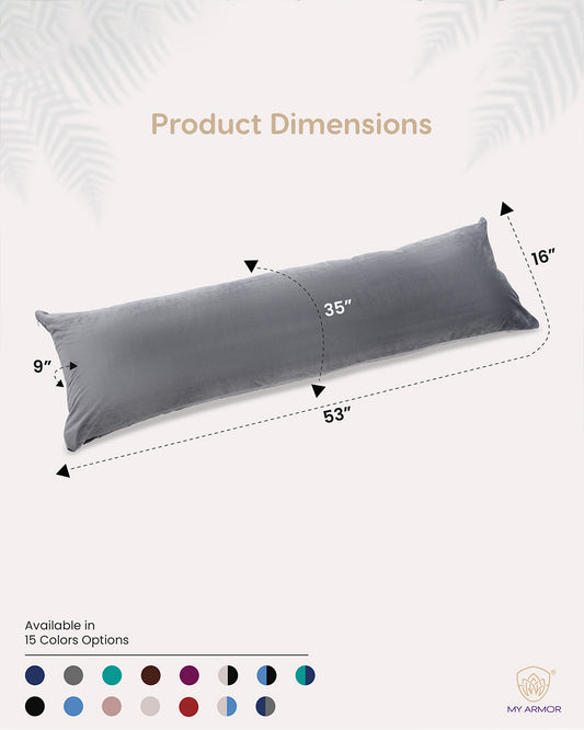 MY ARMOR Straight Pregnancy Pillow-Full Body-Grey-Microfibre-Premium Velvet Outer Cover-For Maternity