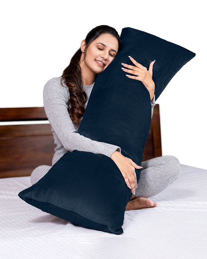 MY ARMOR Straight Pregnancy Pillow-Full Body-Navy Blue-Microfibre-Premium Velvet Outer Cover-For Maternity