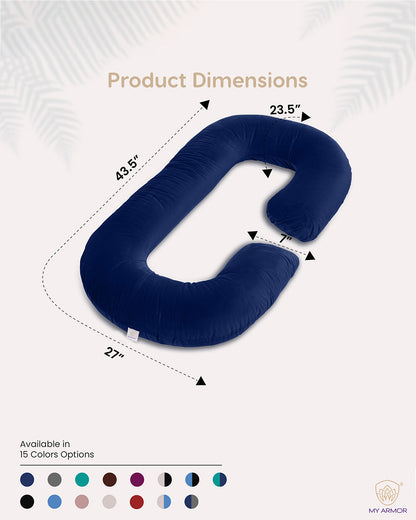 MY ARMOR C Shaped Pregnancy Pillow-Full Body-Navy Blue-Microfibre-Premium Velvet Outer Cover-For Maternity