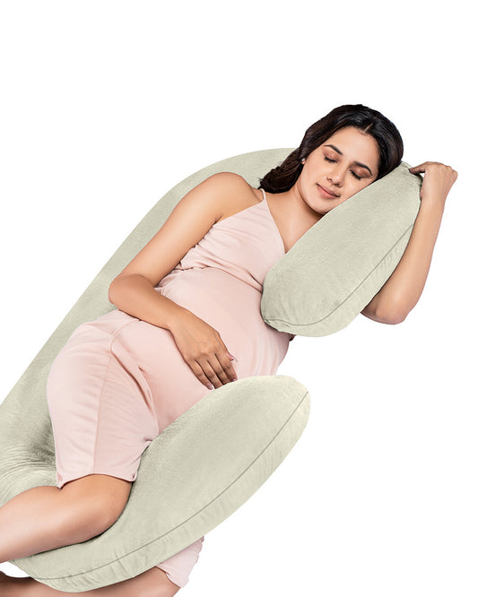 MY ARMOR C Shaped Pregnancy Pillow-Full Body-Cream-Microfibre-Premium Velvet Outer Cover-For Maternity