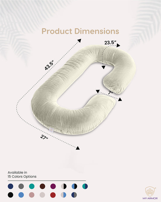 MY ARMOR C Shaped Pregnancy Pillow-Full Body-Cream-Microfibre-Premium Velvet Outer Cover-For Maternity