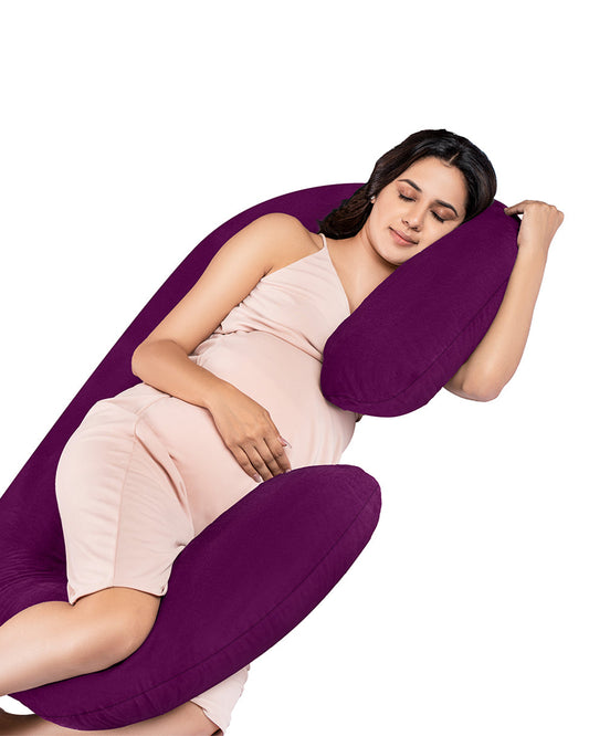 MY ARMOR C Shaped Pregnancy Pillow-Full Body-Purple-Microfibre-Premium Velvet Outer Cover-For Maternity