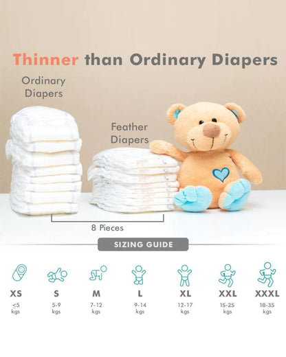 R For Rabbit Feather Taped Diapers-XS (Upto 5Kg)-Dermatologically Tested