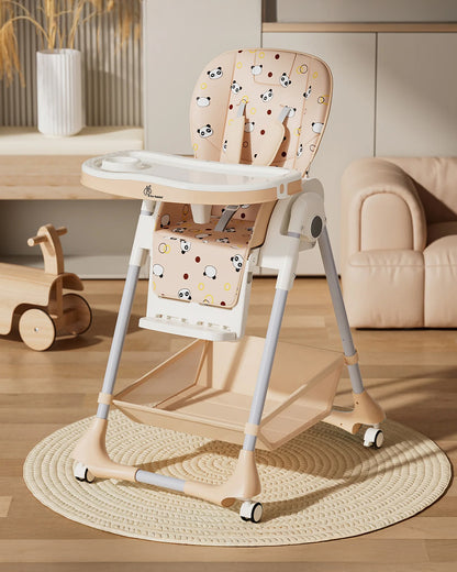 R for Rabbit Marshmallow Baby High Chair-7 Height Adjustments-Removable Double Meal Tray-6M to 5Y (Upto 20Kg)-Beige