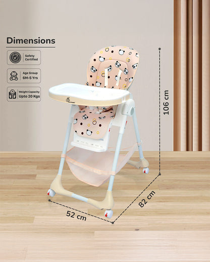 R for Rabbit Marshmallow Baby High Chair-7 Height Adjustments-Removable Double Meal Tray-6M to 5Y (Upto 20Kg)-Beige