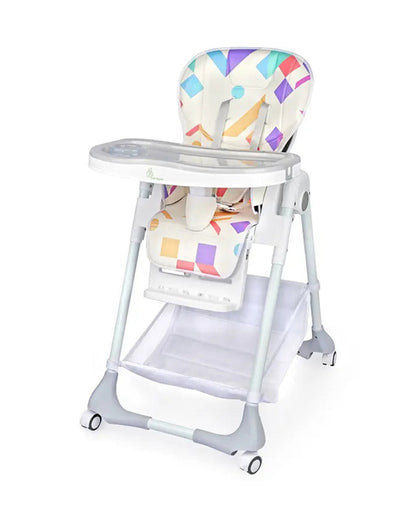 R for Rabbit Marshmallow Baby High Chair-7 Height Adjustments-Removable Double Meal Tray-6M to 5Y (Upto 20Kg)-Abstract White