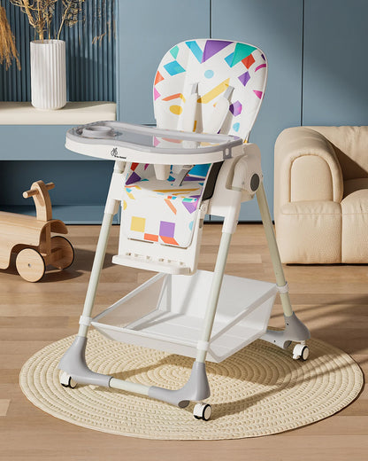 R for Rabbit Marshmallow Baby High Chair-7 Height Adjustments-Removable Double Meal Tray-6M to 5Y (Upto 20Kg)-Abstract White