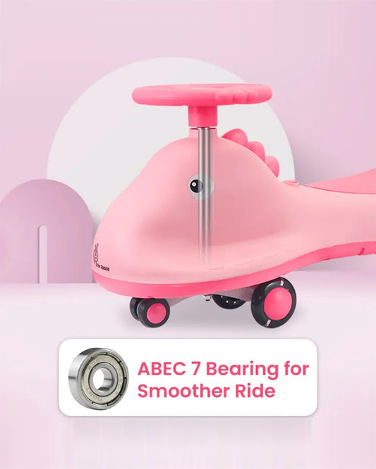 R for Rabbit Iya Iya Dino Twister & Swing car-ABEC 7 Bearing-With Inbuilt Music And Light-For 3Y+ (Upto 100Kg)-Pink