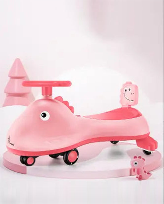 R for Rabbit Iya Iya Dino Twister & Swing car-ABEC 7 Bearing-With Inbuilt Music And Light-For 3Y+ (Upto 100Kg)-Pink