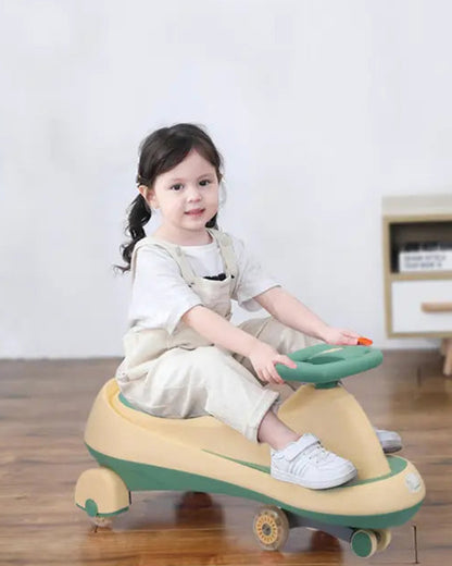 R for Rabbit Iya Iya Drift Twister & Swing car-Ergonomic Design Steering Wheel-One Touch Music-For 3Y+ (Upto 125Kg)-Peach Green