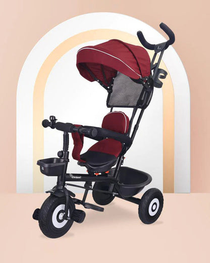 R for Rabbit Tiny Toes T40 Plus Tricycle-360 Degree Rotatable Seat-Adjustable Canopy-1.5Y to 5Y (Upto 25Kg)-Maroon Black