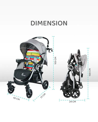 R For Rabbit Chocolate Ride Baby Stroller-Reversible Handle-5 Point Harness-Pram for 0 to 3Y (Upto 20Kg)-Rainbow