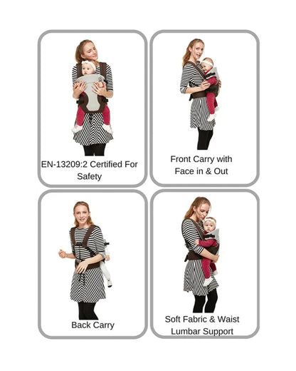 R for Rabbit New Cuddle Snuggle Baby Carrier-3 Carry Positions-Ergonomic Design-3M to 24M (Upto 15 Kg)-Brown Grey