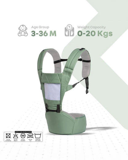 R for Rabbit Upsy Daisy Baby Carrier-With 4 In 1 Carry Position-Adjustable Hip Seat Belt-3M to 2Y (Upto 15Kg)-Green