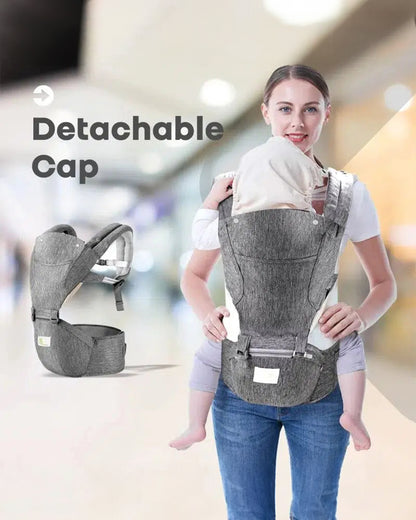 R for Rabbit Upsy Daisy Cool Baby Carrier-Ergonomic Hip Seat Design-With Detachable Cap-Multi Positional-3M to 3Y (Upto 20Kg)-Dark Grey