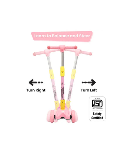 R for Rabbit Road Runner Baby Scooter-4 Level Height Adjustment-With PU LED Wheels-3Y to 7Y (Upto 75Kg)-Pink