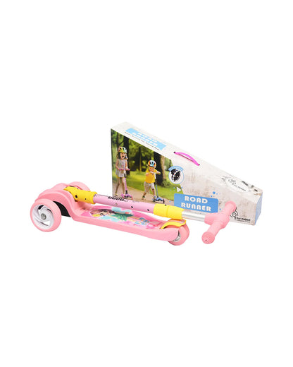 R for Rabbit Road Runner Baby Scooter-4 Level Height Adjustment-With PU LED Wheels-3Y to 7Y (Upto 75Kg)-Pink